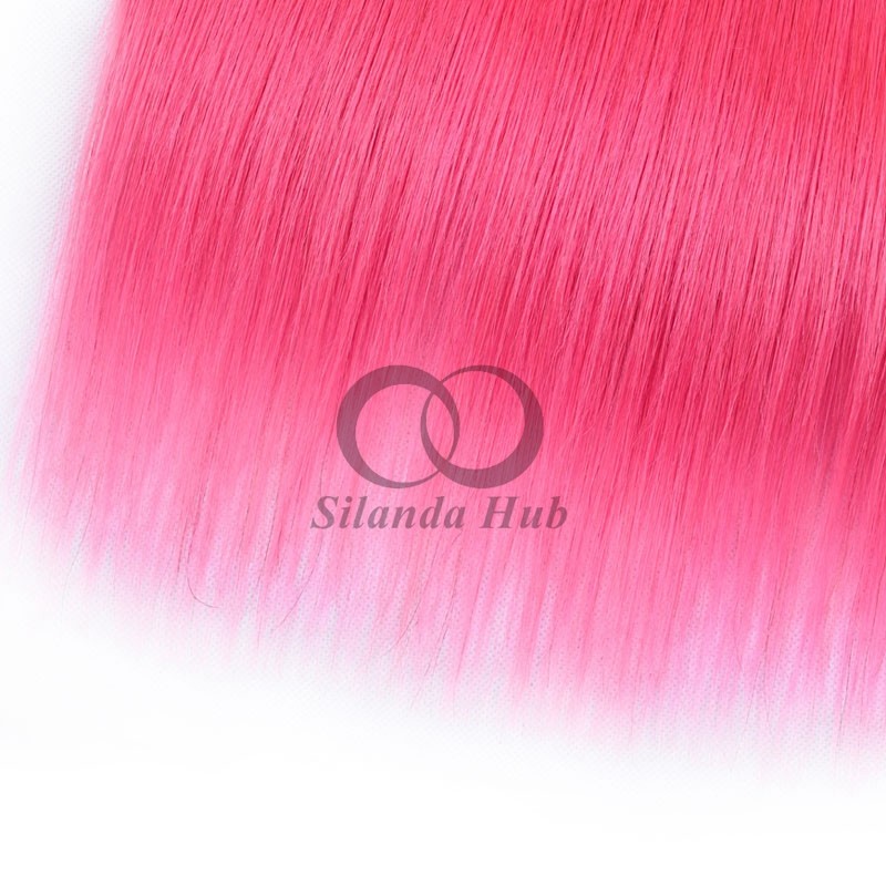 #T1B/Pink Straight Remy Human Hair Bundles Sew In Weave Bundles Brazilian Bundle Deals