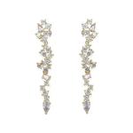 Cluster Drop Bridal Statement Earrings White Cubic Zircon Brass Earrings