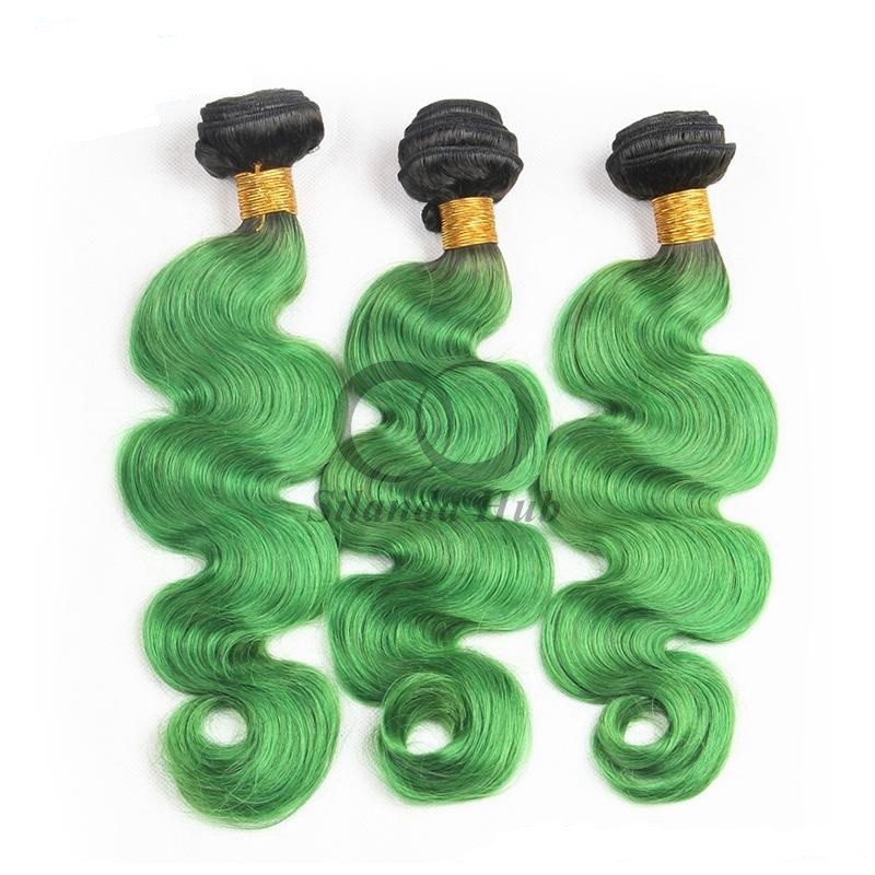 #T1B/Green Body Wave Remy Human Hair Bundles Sew In Weave Bundles Brazilian Bundle Deals