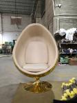Golden Genuine Leather Brass Color Egg Pod Chair 135cm Height