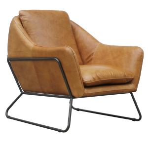 Quality H84Cm Antique Leather Armchairs Metal Frame wholesale