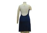 Fashion Deep V Neck Bodycon Dress , Sexy Backless Summer Dresses Navy Blue