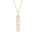 Elegant 925 Sterling Silver 14K Gold MAMA Floating Long Pendant Necklace