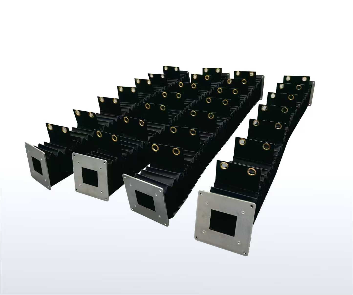 ELASTIC BELLOWS for lifting tables or round sewn to spiral springs to protect shafts ,columns and spindles used for jet cutting machines laser plasma
