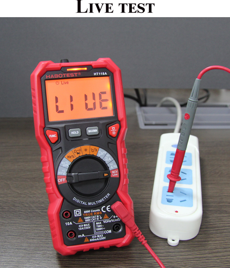 Habotes HT118 AC DC Tester Meter Auto Range Digital Multimeter Voltmeter with Resistance Frequency T-RMS