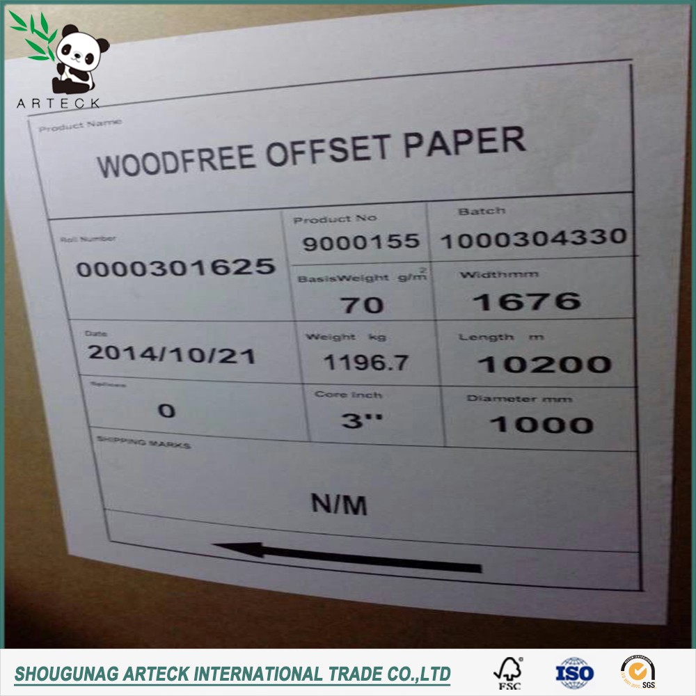 Uncoated Woodfree Offset Paper for Printing Wood Pulp Material Accepted in Production