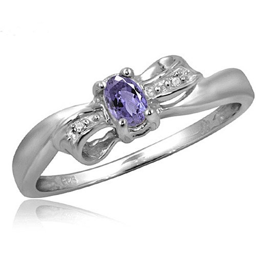 0.25 Carat Tanzanite With Sterling Silver Ring Jewelry with White CZ Accent