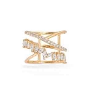 Quality Party Statement Piece Sterling Silver Rhodium Plated Zig Zag Diamond Ring For Women wholesale