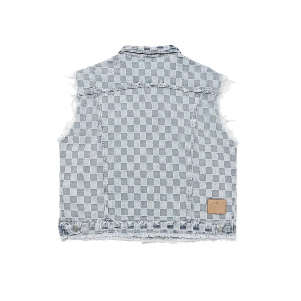 Fall Plaid Denim Sleeveless Men&prime; S Cardigan Vest