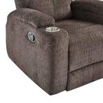 Recliner Chair with Stainless Steel Cup Holders, Dark Brown Fabric