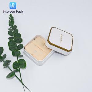 Quality ISO9001 Small Jewelry Packaging Boxes PU Leather Pearl Paper Hot Stamping Process wholesale