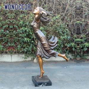 Quality Customized garden decoration, life-size bronze statue of a woman running forward wholesale