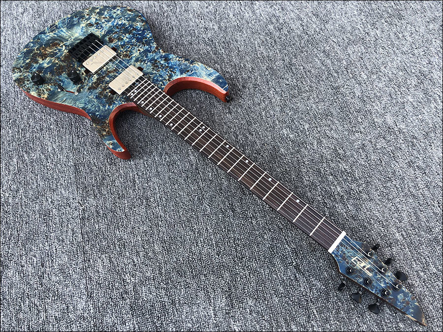 Custom Earts Electric Guitar with African Mahogany Body Black Hardware