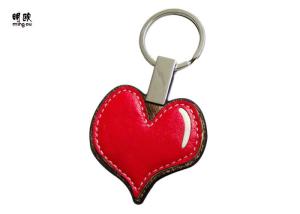 Quality Red Personalised Leather Keyring Heart Shaped Promotional Leather Keyrings wholesale