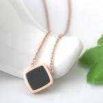 Black shell necklace, Stainless Steel Jewelry, Rhombus Shape Necklace women