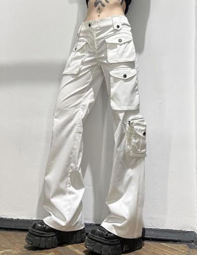 Small Quantity Garment Manufacturer Women'S Multi Pocket Cargo Jeans Loose Low