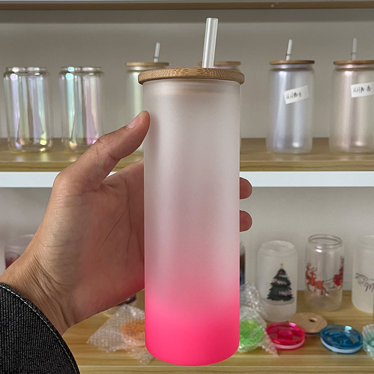 Color Glass Cups With Lids And Straws 18oz Borosilicate Glass Iced Coffee Cups Smoothie With Bamboo Lid Glass Straw Reusable Colorful Glassware Sets 4
