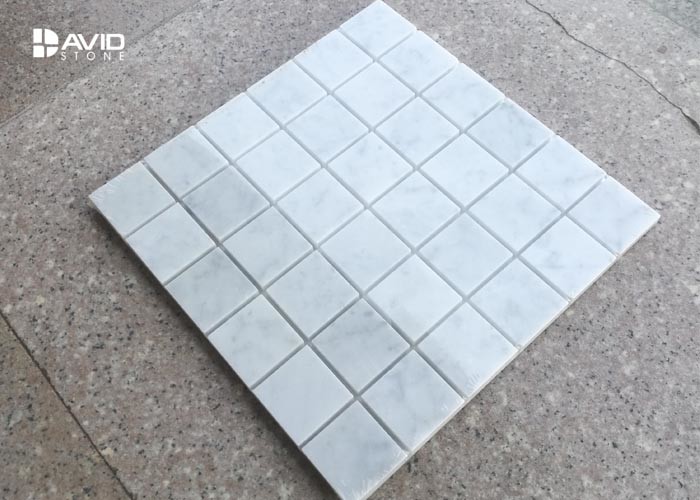 36 Pcs Square Mosaic Tile Sheets Carrara Marble For Bathroom / Shower / Kitchen