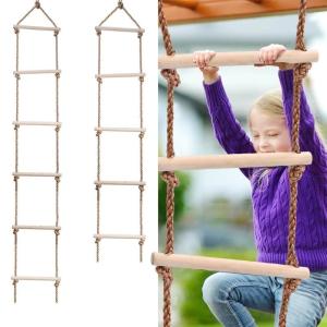 Quality Multi Rungs Sports Wooden Rope Ladder For Children Activity Climbing Game wholesale