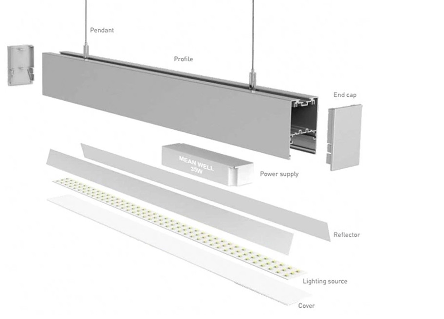 IP44 24W LED Linear Suspension Light For Restaurant