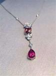 Piaget full diamonds red tourmaline rose necklace of 18kt gold with yellow gold