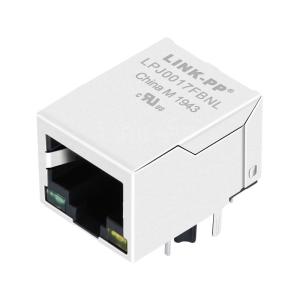 Quality Hanrun HR911157A Compatible LINK-PP LPJ0017FBNL 10/100 Base-T 1 Port Right Angle RJ45 Jack With Magnetics Tab Down Green/Yellow Led wholesale