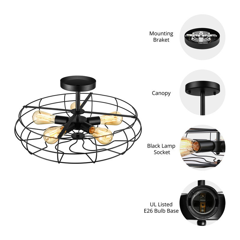 LED Pendant Lights Industrial Style Metal for Living Room Kitchen Retro Loft Pendants Ligh(WH-VP-188)