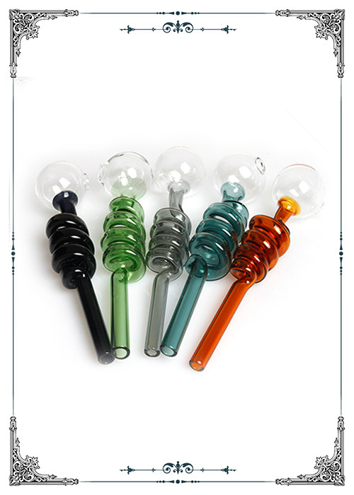 Pyrex Glass Oil Burner Black Helix Tube Clear Ball Head Mini Smoking Water Bong