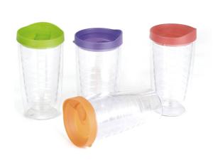 Quality 16oz AS/PS Double wall plastic tumbler with slip-lid eco-friendly FDA/LFGB/CA65/CE/E wholesale