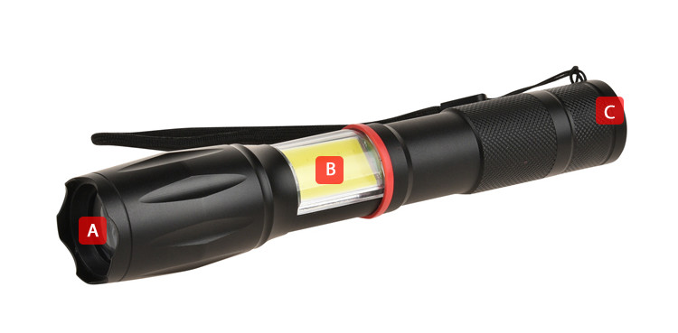 Middle Multifunction Cob LED Flashlight 155 * 30mm With Magnetic Base