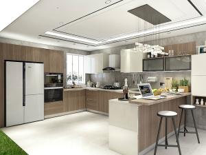 Quality Melamine Lacquer Ready Assembled Modern Kitchen Cabinet Cream wholesale