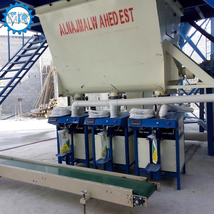 4 - 5T/H Semi Automatic Dry Mix Mortar Production Line Twin Shaft Paddle Mixer