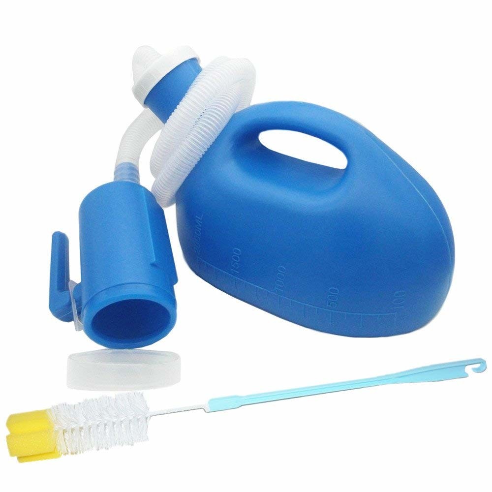 Portable male urinal with lid, Men's urinal,Re-Useable male urine bottle,disposable medical urinal 2000ml,Blue,