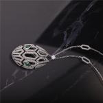 Italy Luxury Serpenti Necklace in 18K White Gold set with Emerald Eyes and with