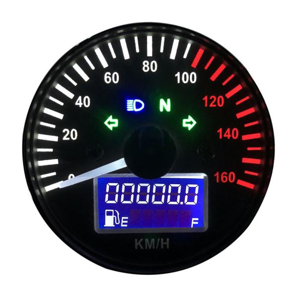 12V Motorcycle Speedometer 0-160 KM/H LED Digital Tachometer Lcd Instrument
