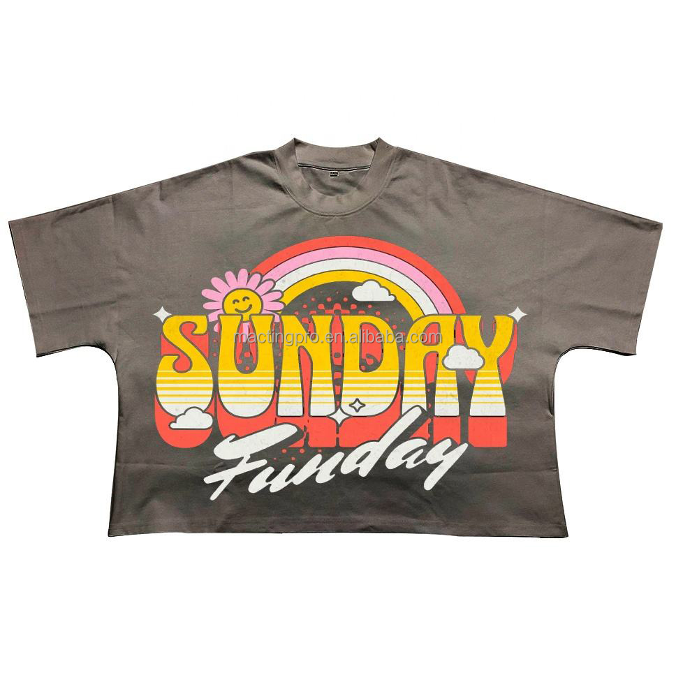 Custom DTG Print Men's Cropped Mock Neck T-Shirt Oversized S-5XL Thick Cotton Box Tee