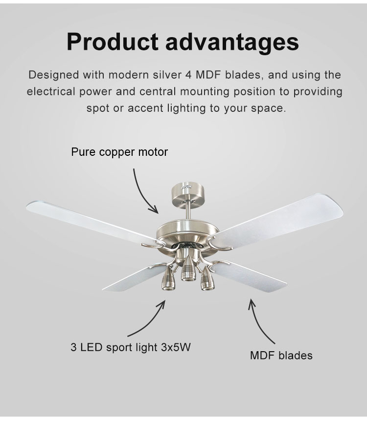 Lighting Solutions Service 52 Inch 3 Speeds Smart Ceiling Fan for Modern Living Room