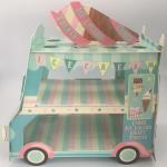 Three Tiers Festival Party Decorations Blue Car Cake Holder For Birthday Party