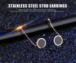 Marlary Stainless Steel Rose Gold Fashion Women's Earrings Extra Long Stud