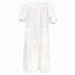 Cotton Linen Fabric Womens Vacation Dresses , Off Shoulder Tube Dress