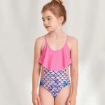 One Piece Girls Swim Wear Bikini Colorful Fish Scales Printed Girls Summer