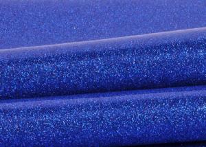 Quality Blue Pvc Glitter Fabric With Cloth Bottom , Special Textile Leather Sparkle Glitter Fabric wholesale