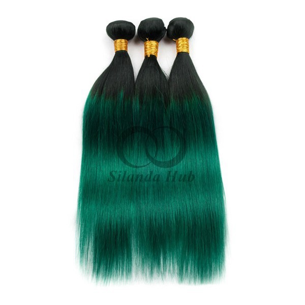 #T1B/Green Straight Remy Human Hair Bundles Sew In Weave Bundles Brazilian Bundle Deals