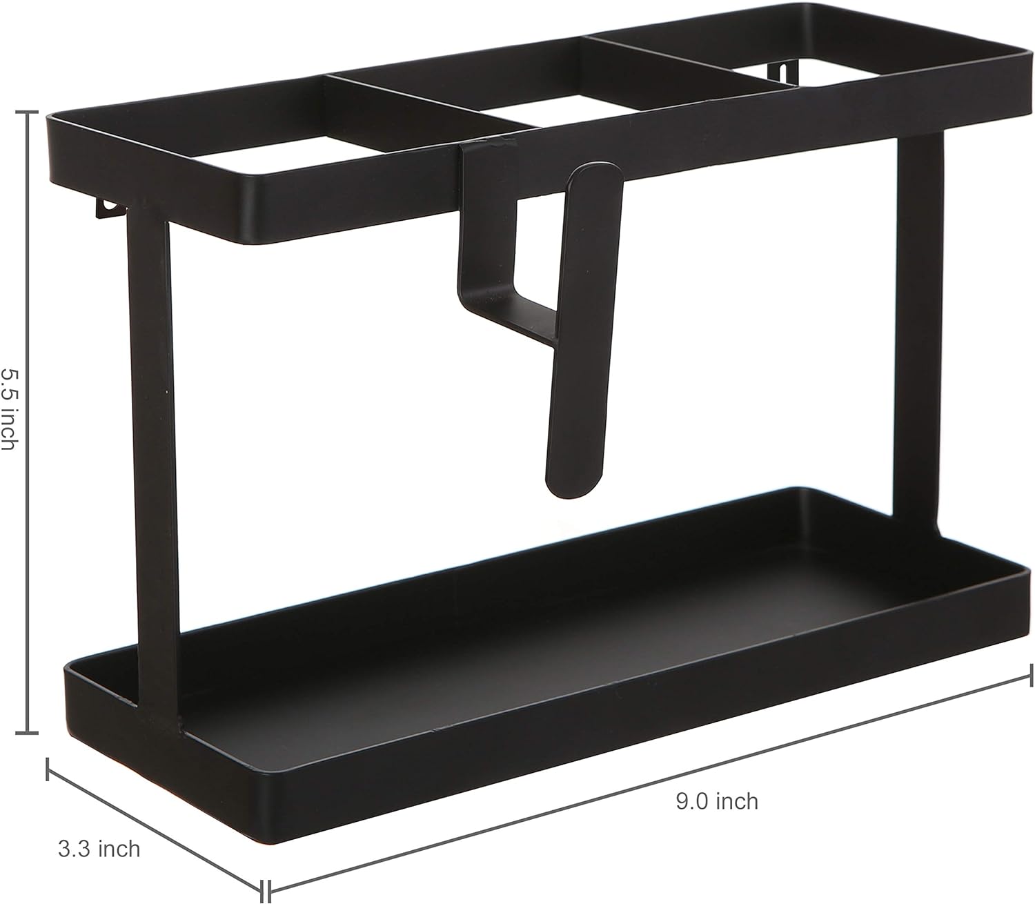 Convenient Countertop Organizer for Hair Styling Tools Black Metal Wall Mounted Caddy
