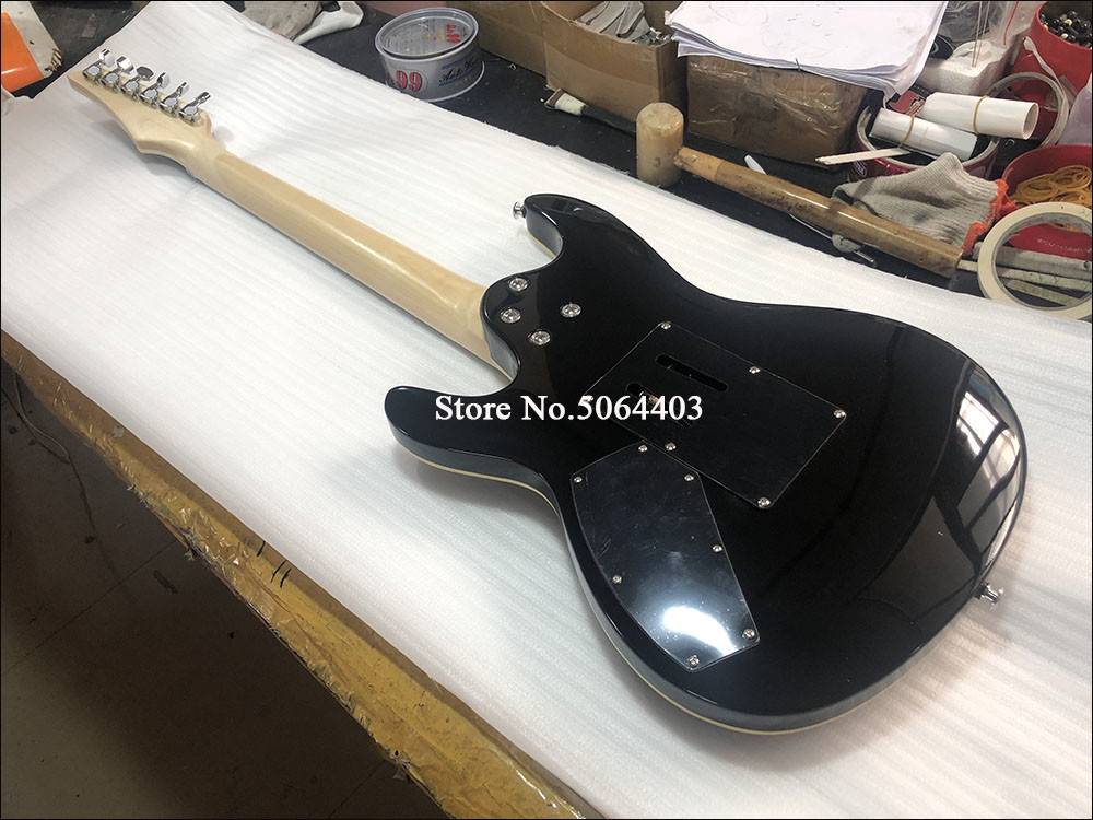 Custom 6 string electric guitar yellow tiger maple veneer rosewood fingerboard double rocking bridge free delivery