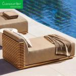 Outdoor Foam Cushion Water-Resistant Fabric Hotel Luxury Teak Outdoor Sofa Set
