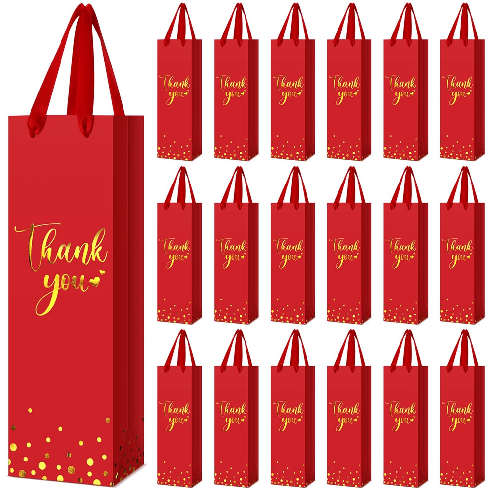 Custom Printed Kraft Paper Wine Bottle Gift Shopping Bag with Hand Length Handle