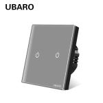 UABRO EU/UK Standard 2Gang Wall Light Touch Switch Luxury Glass Panel Led