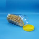 Hexagonal Shaped Food Grade Cookie Candy Food Clear PET Jar Yellow Flat Cap