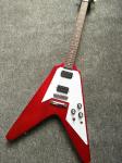 Red Unusual Shaped Flying V Electric Guitar,Rosewood Fingerboard